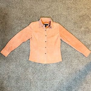 Bernardo Vintage Coral Suede Genuine Leather Snap Button Front Shacket Size 8